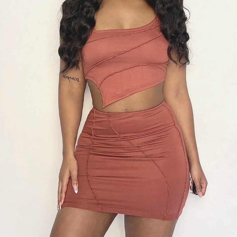 Asymettrical top, two piece outfit